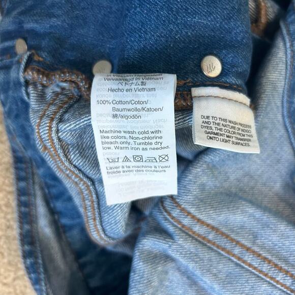 Madewell Adirondack High Rise Raw Hem Short Overalls Denville Medium Wash Size S - Picture 5 of 5